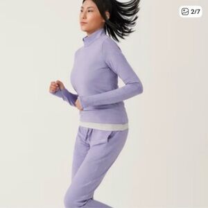 All Birds Natural Run Lavender Quarter Zip Long Sleeve Top Large